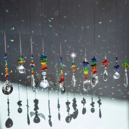 H&D 12pcs Garden Suncatchers,Window Hanging Crystal Chandeliers Prisms Rainbow Pendant Crystal Light Catcher Ornament Home Decor