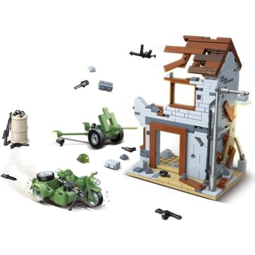 World War 2 WW2 Army Military Soldier City Police SWAT Soviet Union Motorcycle Ruins Scenes Building Blocks Bricks Assemble toys
