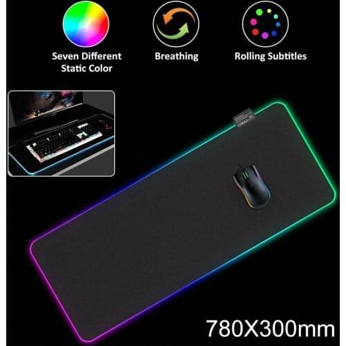 Computer Mousepad Big Mouse Mat with Backlight 780*300mm Large Anti-slip RGB LED Gaming Mouse Keyboard Pad Mat for PC Laptop
