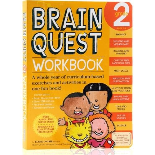 Brain Quest Workbook Grade 2 Primary School Original English Textbook Exercises Activities Questions Answers for Kids Age 7-8