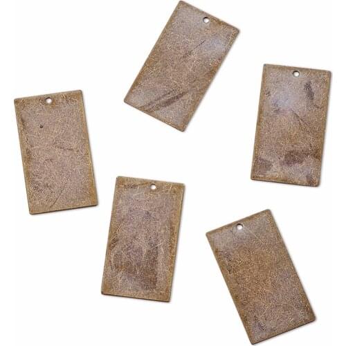 20pcs 32x18x0.3mm Metal Tags Antique Bronze Brass Blank Stamping Tag Dangling Simple Jewelry Necklace Pendants Rectangle