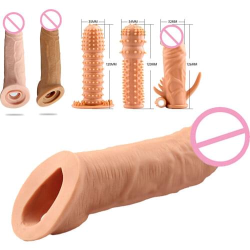 Reusable Condom Male Elayed Ejaculation Penis Sleeve Dildo Erotic Sex Shop Adult Toys For Man Silicone Dildos Adult Game Couples