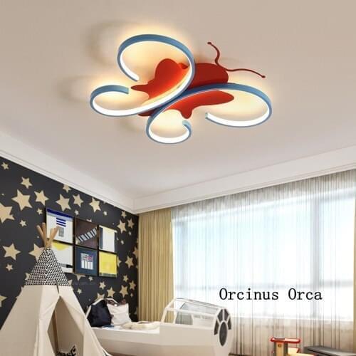 Cartoon Creative Color Butterfly ceiling lamp Girl Bedroom childrens room lamp cute dream LED insect ceiling lamp free shipping