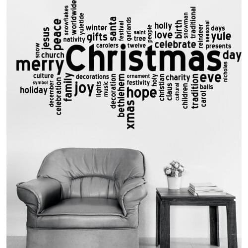 Blessing Word Text Vinyl Decal Wall Sticker Christmas Word Santa Gift Holiday Room Decoration Sticker Mural JD7