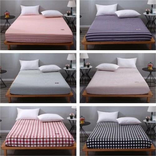 Bed Mattress Cover Washed Cotton Mattress Protector Matress for Bed Simple Stripe Sheet 20cm Height Queen Mattress