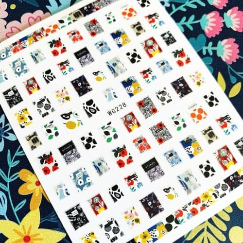 Newest WG-228-229 stamp flower 3d nail art sticker nail decal stamping export japan designs rhinestones decorations