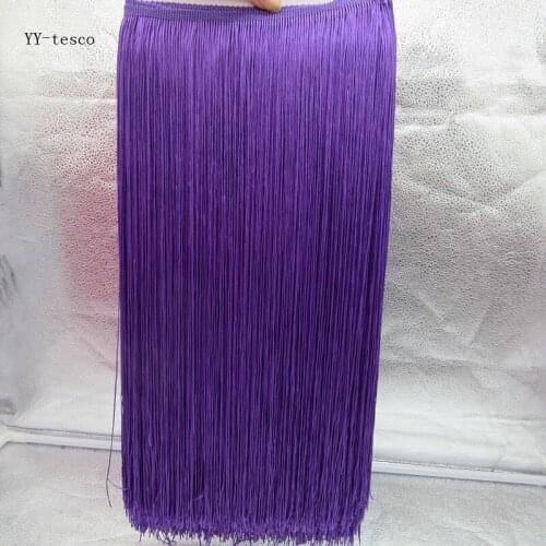 Wholesale 10Yards 100cm Wide Lace Fringe Trim Tassel purple Fringe Trimming Lace For DIY Latin Dress Stage Clothes Accessories