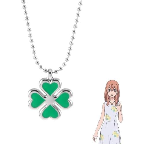 Tokyo Revengers Anime Necklace Four Leaf Clover Shape Tachibana Hinata Neck Jewelry Necklace for Women Girl Gift Cosplay Prop