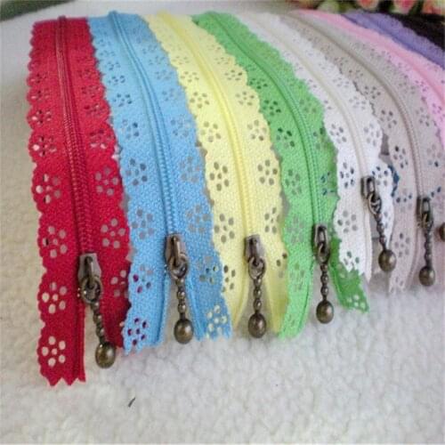 New 20PCS 20CM Beautiful Raindrop Lace Plastic Nylon Zippers For DIY Handmade Accessory Tailor Sewing Craft Bag Garment Material