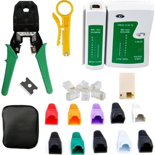 RJ45 RJ11 RJ12 CAT5 CAT5e Portable LAN Network Repair Tool Kit Utp network cable tester Plier Crimping tool Plug 8pcs/set
