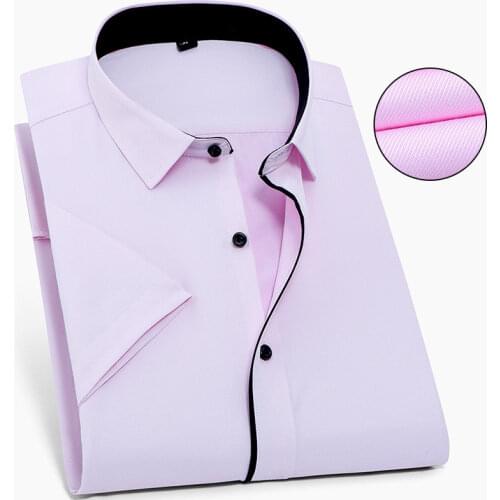 8XL 7XL 6XL 5XL Shirt Men Short Sleeve Large Size Twill Pure Color Mens Shirts Casual Slim Fit Formal White Shirt Streetwear