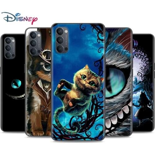 Alice in Wonderland Cat Soft Black Silicone Cover For OPPO Reno 5 Pro+ 3 4 Lite F SE Z Pro 4G 5G Phone Case Shell