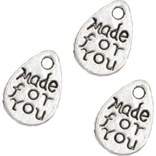 "Made for You" Charm Antique Silver Plated Pendants for Jewelry Making Jewelry Accessories Handmade Craft 11x8mm