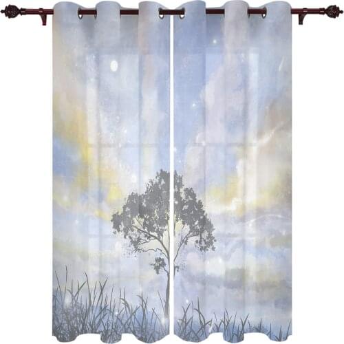 Patio Curtain Trees Sky Firefly Romantic Indoor Living Room Bedroom Kitchen Outdoor Drape For Porch Gazebo Pergola Canopy Beach