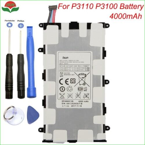 ISUN Replacement Battery For Samsung GALAXY Tab 7.0 Plus P3110 P3100 P6200 P6210 SP4960C3B Tablet Battery 4000mAh with tools