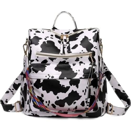 Large Capacity Women Backpack Fashion Ladies' Bags Zebra Cow Style Two Shoulders Back Packs