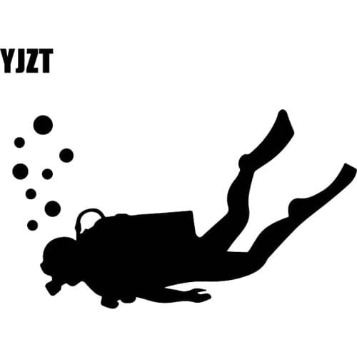 YJZT 10CM*17.4CM Diving Pattern Decal Personality Adventure Vinyl Car Stickers Black/Silver C30-0537