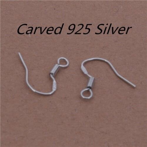 50pcs/lot 925 Sterling Silver Rhodium Earring Hooks Fashion Handmade Ear Wire Hook DIY Women Jewelry Making Findings