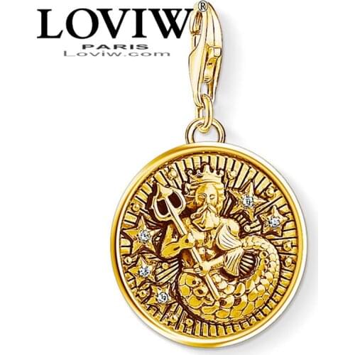 Zodiac Sign Aquarius Charm Women Men 2021 Golden European Pendant Fit Bracelet Charm Jewelry Star Gifts