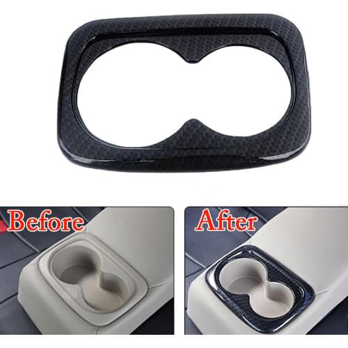 1pcs Car Interior Mouldings ABS Rear Back Water Cup Holder Frame Cover Trim Decal For Honda Civic 2016-17 Car Styling Decoration