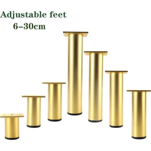 1pcs 6-30cm Modern Style Adjustable Aluminum Furniture Legs For Sofa TV Stands Cabinet Dresser Support Gold feet With screws
