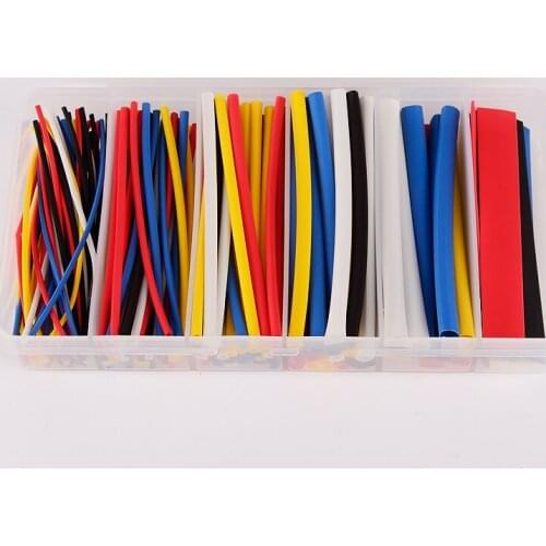 170pcs 100mm 2:1 Ratio 6 Size 5 Color Polyolefin Heat Shrink Tubing Sleeve Cable Wrap Kit Heat Shrinkable Tube