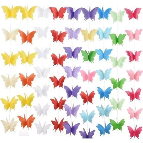 2.7m 3D Paper Garland Butterfly Banner Baby Shower Butterfly Bunting for Wedding Birthday Party Decoration