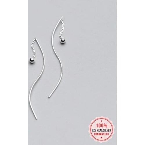 2020 New Fashion 925 Sterling Silver Beads Waves Ear Line Dangle Earrings For Women Wedding Party Jewelry Gift DA940