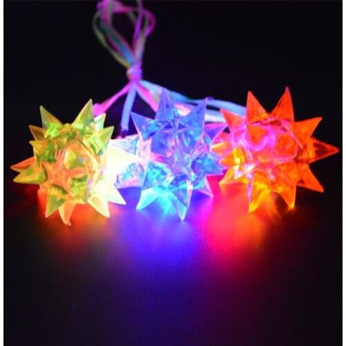 20pcs Glow Flashing Crystal Star Necklaces Light Up Pendant Birthday Kids Toy Girls Gift Party Favors Bag Fillers Baby Shower