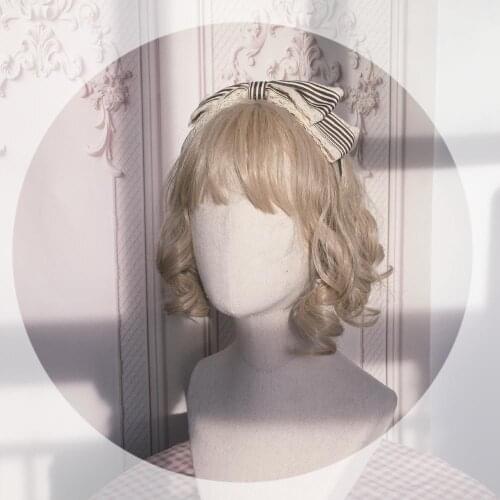Original Handmade KC Lolita Hair Accessories Stripe Bowknot Lace Trim Hair Clasp Girls Soft Sister Daliy Headdress