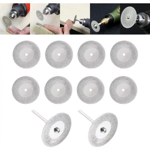 10pcs/set 35mm Diamond Cutting Disc Circular Saw Blade with 2pcs 3mm Diameter Fixed Rod for Stone Metal Wood Cutting Disk