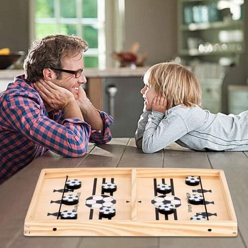 Fast Sling Puck Game Upgrades Wooden Hockey Table Game Foosball Winner Board Game Parent-child Interactive Games Universal