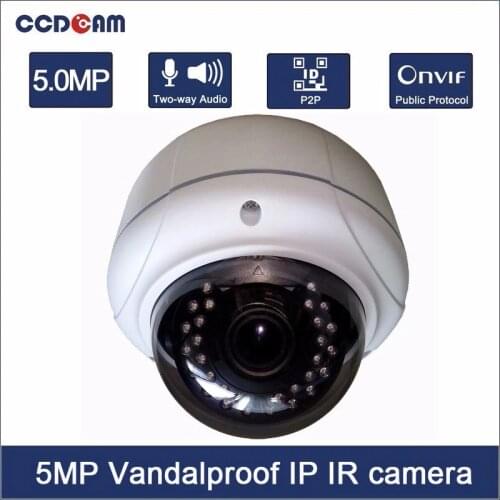 CCDCAM 5MP Realtime H.265 Outdoor IP Camer Vandalproof Dome IP Camera Support Two Way Audio