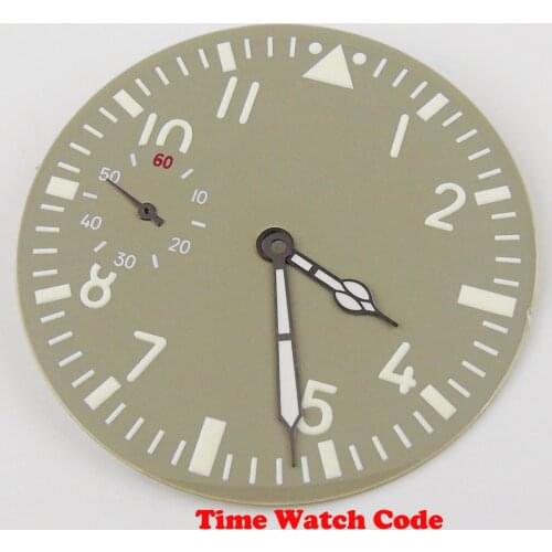 PARNIS 38.9mm Grey Nologo Watch Dial watch Hands watch Needles fit ETA 6497 Movement sterile dial accessories watch parts