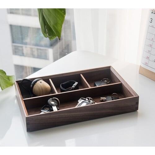 Wooden Cosmetics Storage Box Desktop Lipstick Perfume Dining Tray Home Office Sundries Storage Box Storage Box