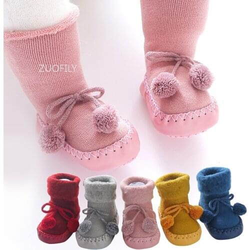 Infant Socks for Baby Warm Booties Sock with Rubber Soles for Newborn Toddler Baby Girl Boy Socks Kids Winter Sock Terry Slipper