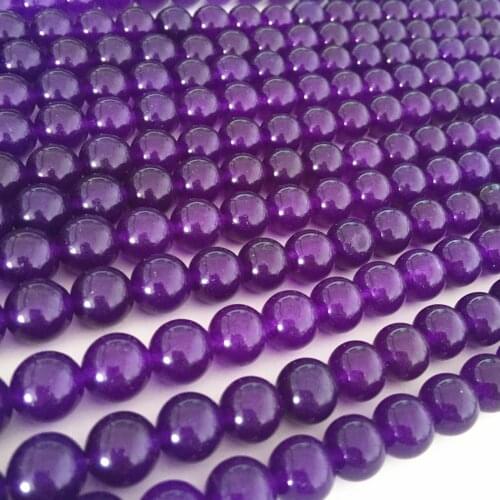 Beautiful4-12mm round loose beads jades stone fashion dark purple stone chalcedony fashion jewelry making findings 15inch GE393