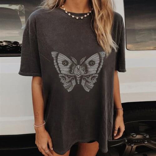 Womens Summer T Shirt Vintage Drop Sleeves Printed Pattern Casual Short Sleeve Tops T-shirt Femme oversized tshirt Harajuku