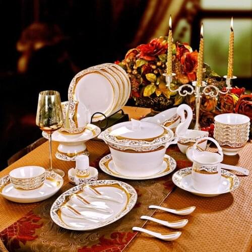 Guci Dishes set Bone China Cutlery Set bowl plate ceramic cutlery dishes cutlery ceramic Chinese domestic gifts