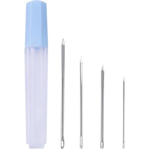 4Sizes 4.4cm 5.2cm 5.8cm 7cm leather sewing needle Stainless Steel Handy Needles Canvas Leather Sewing Stitching Tool