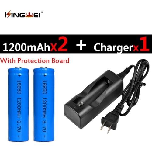 KingWei Protected 2Pcs 18650 Batteries 3.7v 1200mah Rechargeable Lithium Li-ion Battery + NK-803C 18650 Charger US/EU Plug