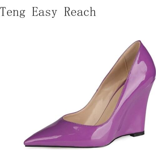 Classic Wedges Pumps Shoes for Women Casual Fashion Yellow Red Pink Nude High Heels Office Wedding Wedge Shoes for Woman Shoes