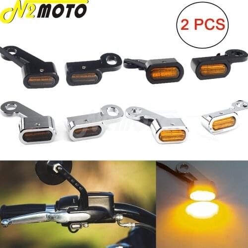 2PCS Mini E4 12V LED Handlebar Turn Signals Indicator Blinker Light For Harley Sportster XL SuperLow Iron 48 72 883 1200 2004-21