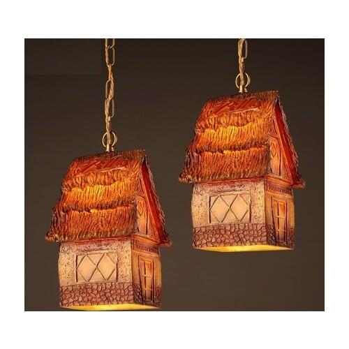 Creative Tree House Resin LED Droplight Industrial Vintage Pendant Light Fixtures For Dining Room Hanging Lamp Indoor Lighting