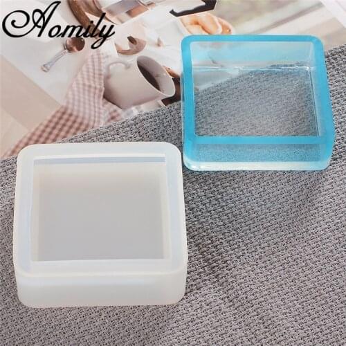 Aomily Square DIY Ashtray Crystal Epoxy Silicone Molds Jewelry Storage Box Making Cake Mold Hand Craft Baking Mold Epoxy Mold