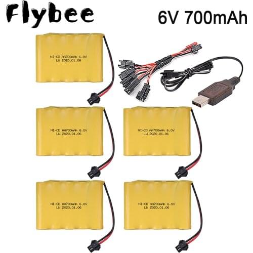 6V 700mAh Battery Charger Sets For RC Cars Robots Tanks Gun rc Boats With SM Plug Aa 6 v 700 MAH NiCD Rechargeable Battery Pack