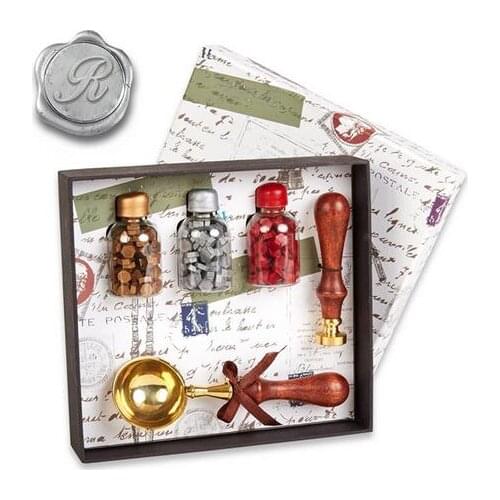 Sealing Wax Bead Kit with Initial Wax Seal Stamp-choice of font on 3/4" die