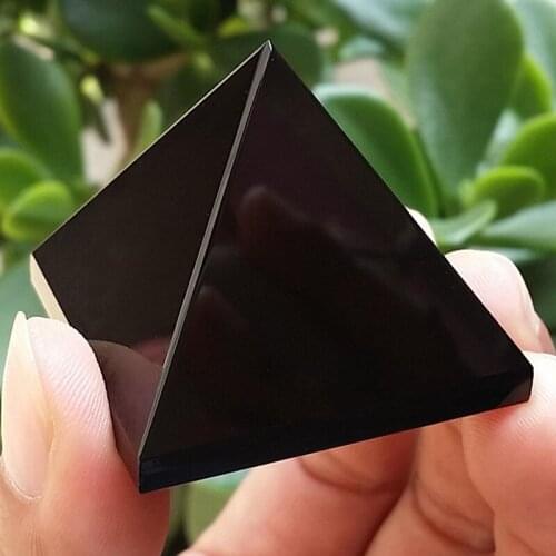 Natural Black Obsidian Quartz Crystal Gift Home Decor Pyramid Healing Crystal Crafts ALI88