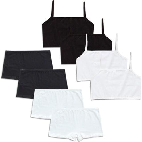 Teenage Girls Underwear Cotton-Padded Wireless Pure Color Small Bra Panty Set For Children Young Girls Sports Tops 8-16Y