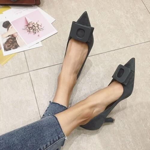 2020 Fashion New Spring And Autumn Womens High Heels Matte Leather Mature Wild Designer Models Fine Heel Women Shoes W27-23